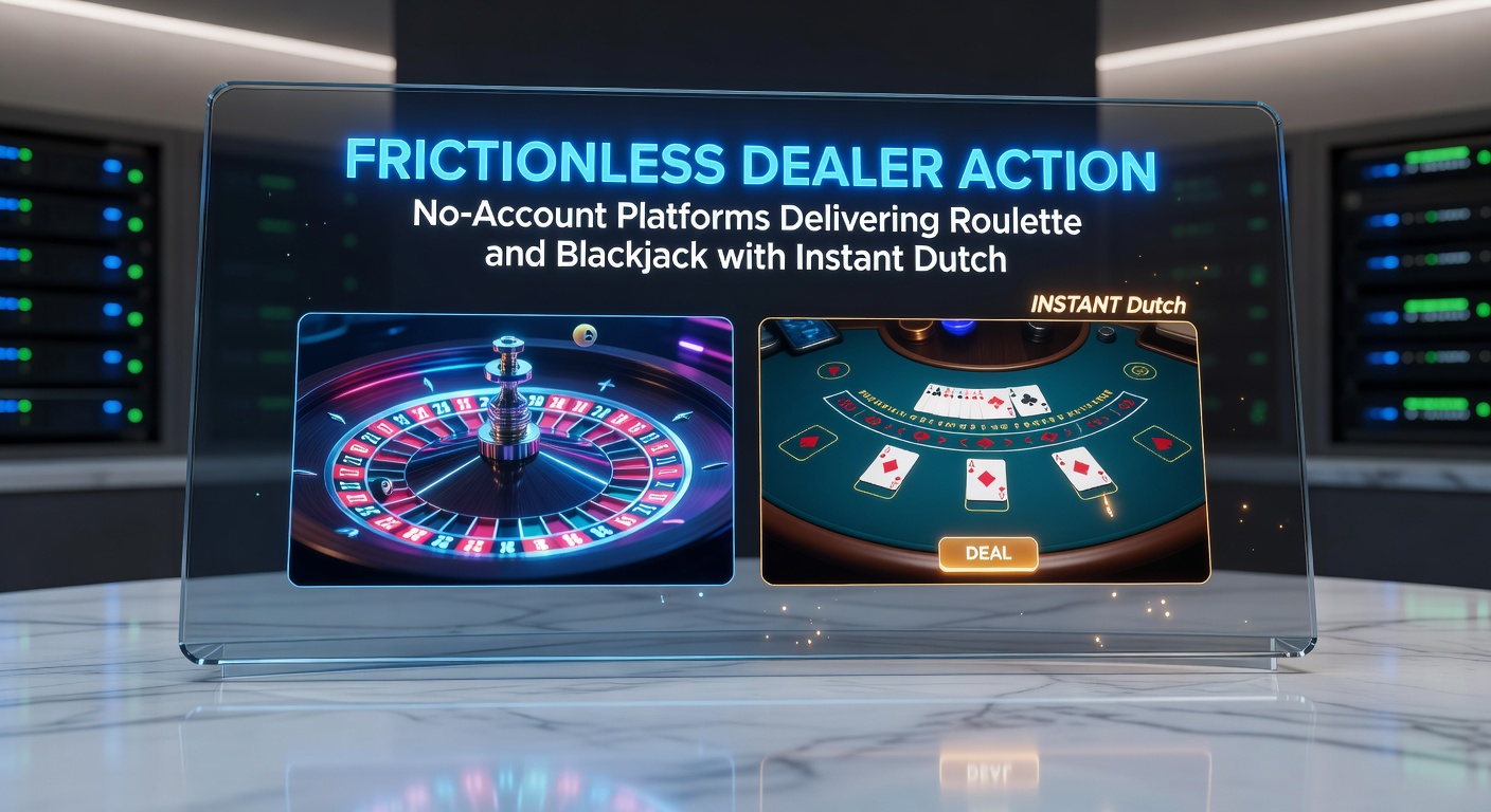 Blackjack tafel met dealer en Nederlandse spelers op no-account platform, focus op instant transfer icoon