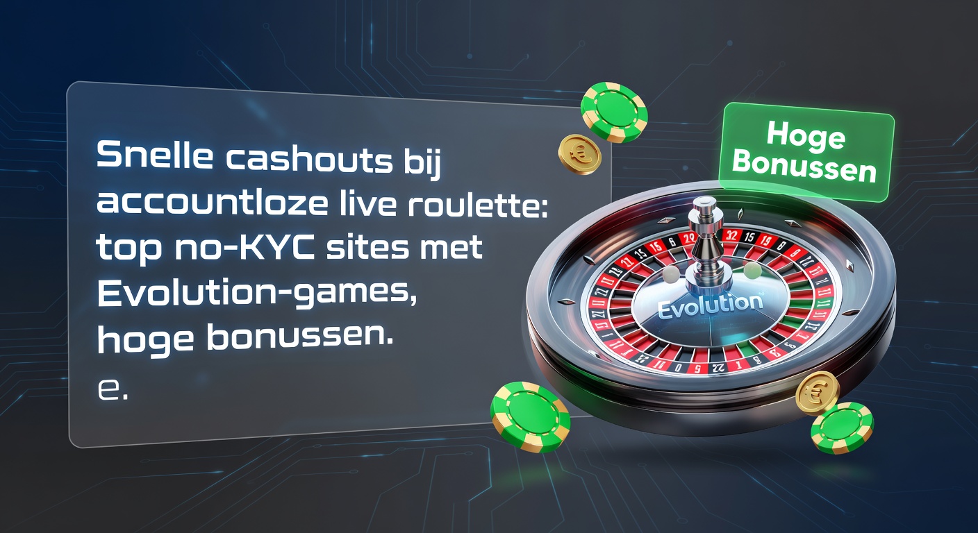 Overzicht van no-KYC casino dashboard met Evolution live roulette, bonus teller en directe banktransfer bevestiging