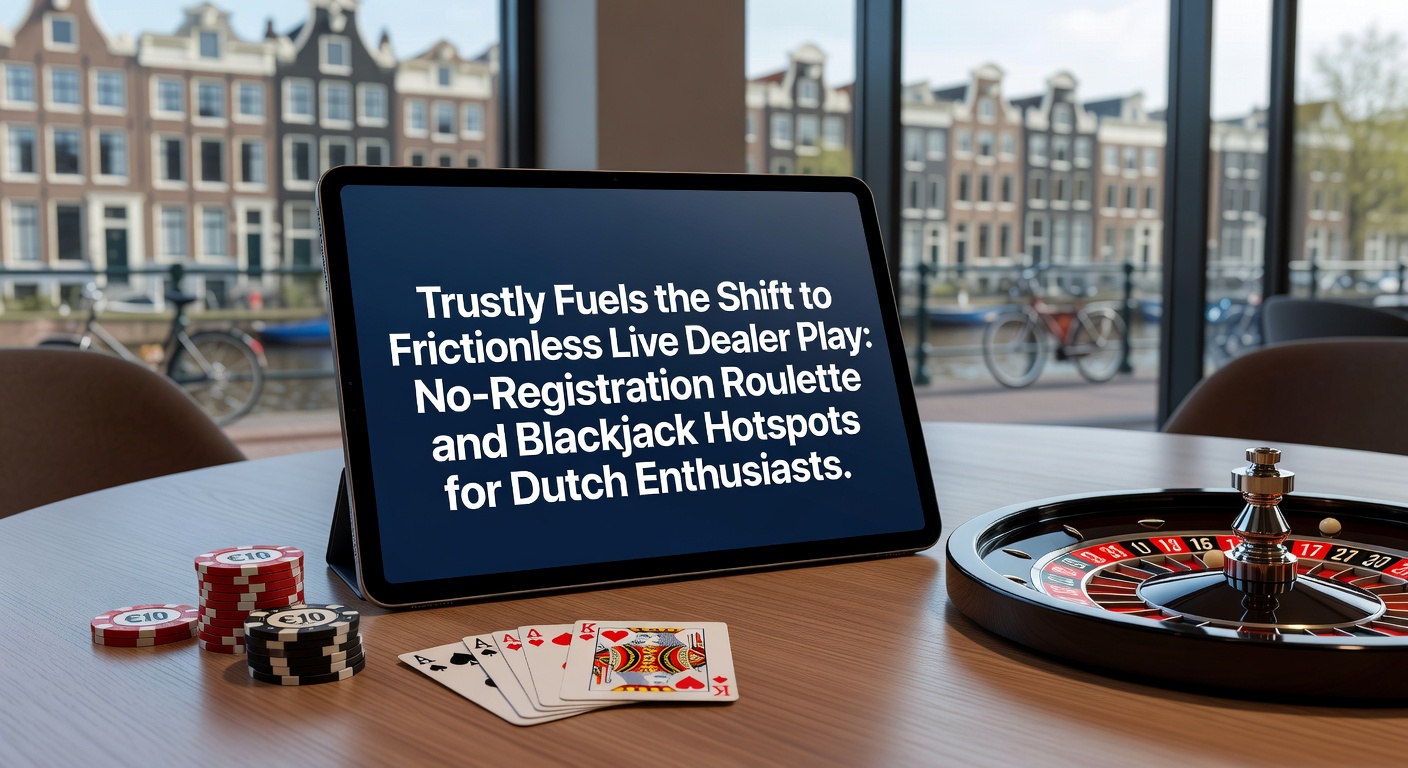 Schermafbeelding van een Trustly-integratie in een live casino-interface met roulette- en blackjacktafels, zichtbaar voor Nederlandse spelers
